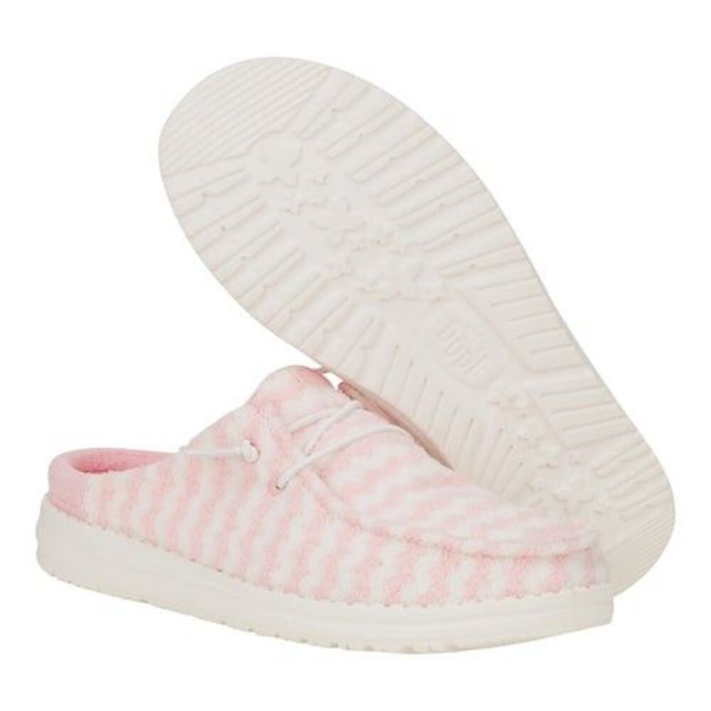 Hey Dude Women’s Wendy Slip Terry Stripe Pink White Size 11 Casual Comfort - Picture 3 of 7
